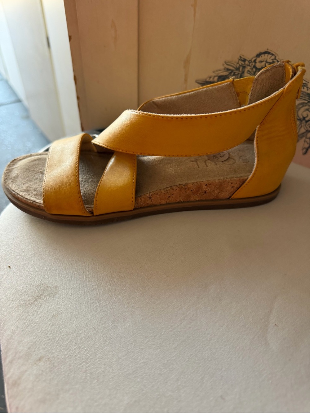 Yellow Women's Cork-Trim Sandal
